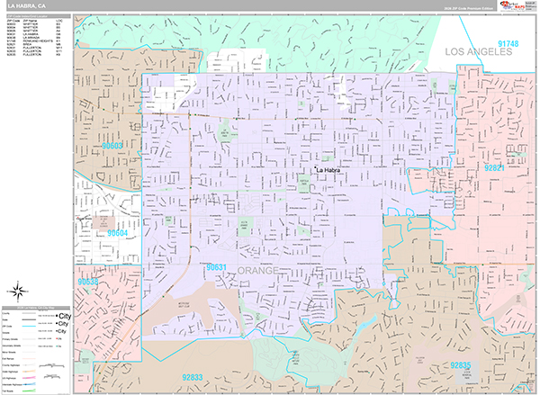 La Habra Wall Map